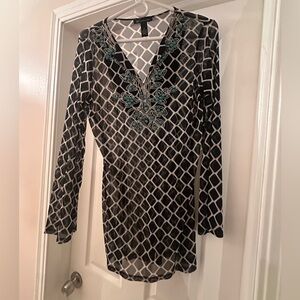 INC International Concepts Black and White Geometric Dress